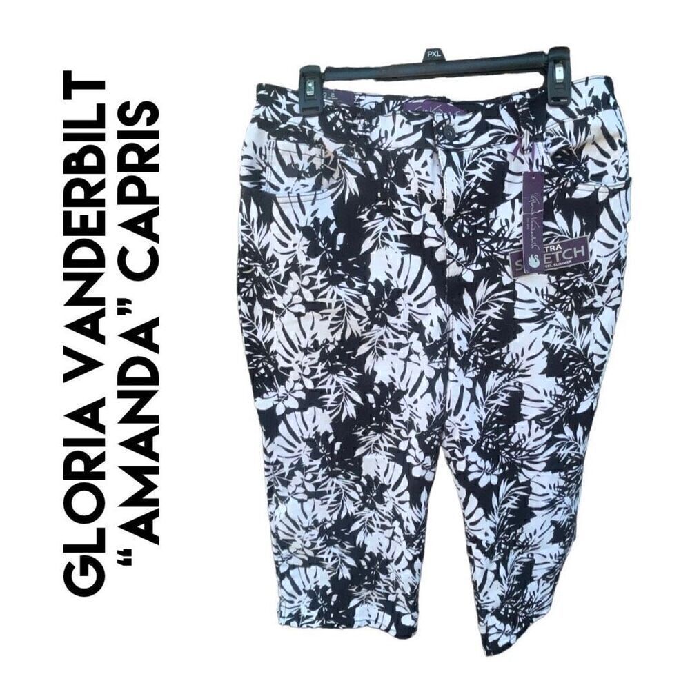 Gloria Vanderbilt “Amanda” Classic Capri Mid Rise Floral Pattern Ultra Stretch B